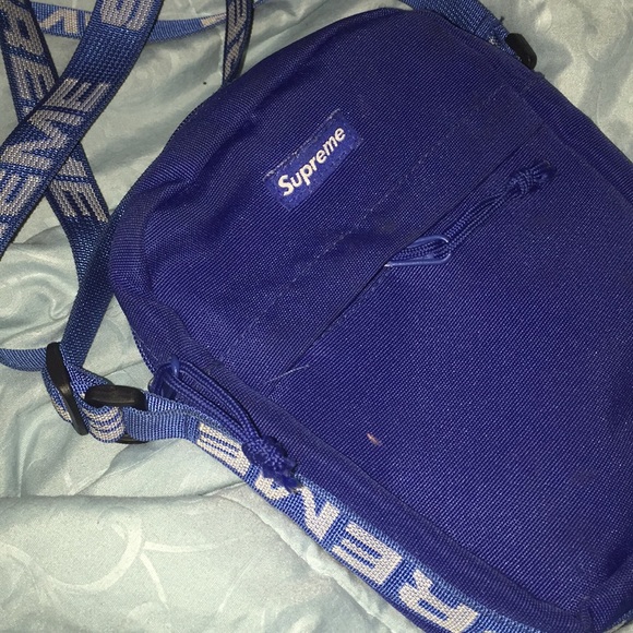 blue supreme crossbody bag